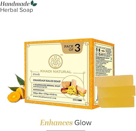 KHADI NATURAL CHANDAN HALDI SOAP (PACK OF 3) thumbnail 3